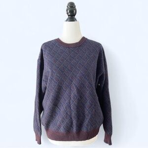 90s Colours AlexanderJulian Blue Geometric Pattern Merino Wool Cabincore Sweater
